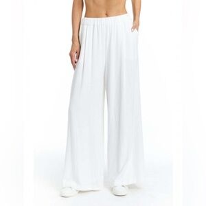 DREW White Wide-Leg Flowy Pants Size Large
